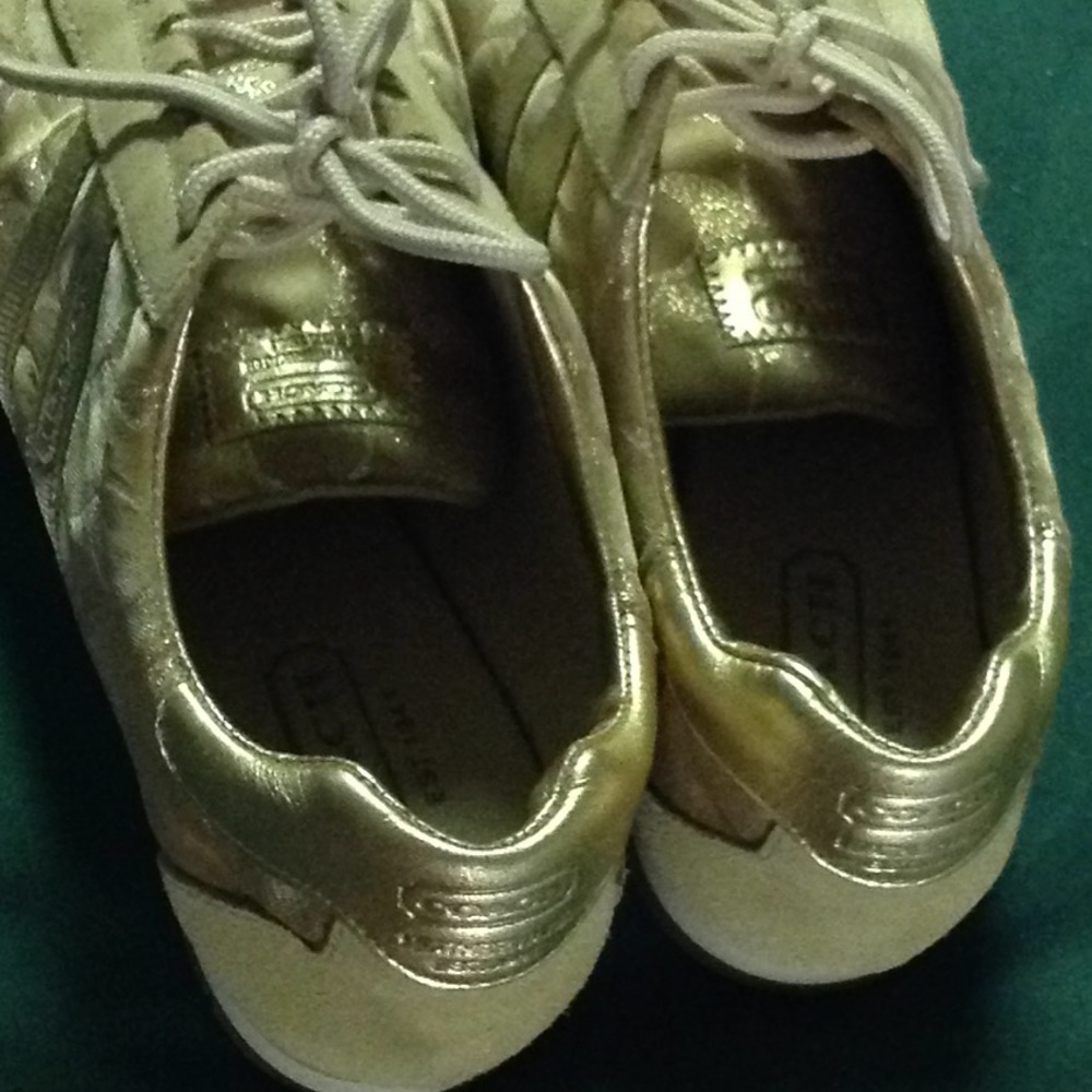 Gold and tan Coach sneakers - Picture 2 of 6